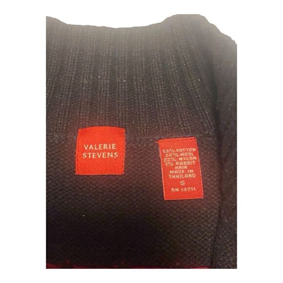 Valerie Stevens Cardigan Women’s Small Full Zip Wool Blend Sweater Jacket Black - Picture 4 of 8